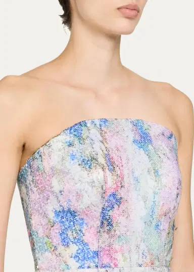 PAMELLA ROLAND Strapless Printed Sequin Column Gown | Thumbnail 5 PAMELLA ROLAND Strapless Printed Sequin Column Gown | Thumbnail 5