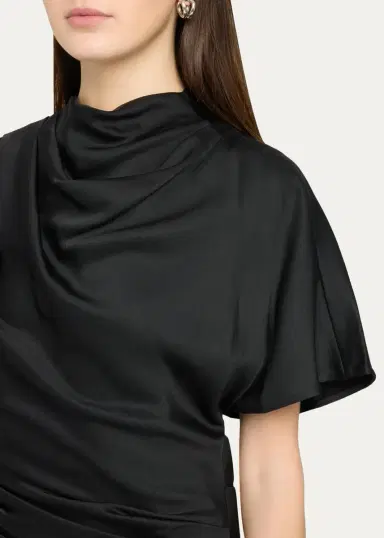 Simkhai Annibelis Draped Cape-Sleeve Satin Gown | Thumbnail 5 Simkhai Annibelis Draped Cape-Sleeve Satin Gown | Thumbnail 5