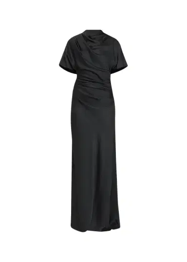 Simkhai Annibelis Draped Cape-Sleeve Satin Gown | Thumbnail 1 Simkhai Annibelis Draped Cape-Sleeve Satin Gown | Thumbnail 1