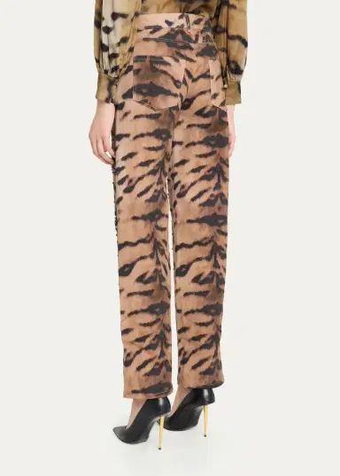 Kobi Halperin Kaeli Crystal Tiger-Print Denim Pants | Thumbnail 3 Kobi Halperin Kaeli Crystal Tiger-Print Denim Pants | Thumbnail 3