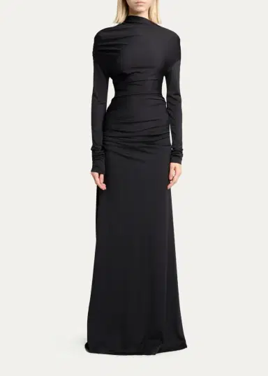 Victoria Beckham Draped Long-Sleeve Column Gown | Thumbnail 2 Victoria Beckham Draped Long-Sleeve Column Gown | Thumbnail 2