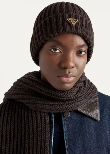 Prada Knitted Virgin Wool Beanie | Thumbnail 2 Prada Knitted Virgin Wool Beanie | Thumbnail 2