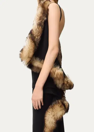 Loewe Lamb Shearling-Trim Draped Asymmetric Midi Dress | Thumbnail 4 Loewe Lamb Shearling-Trim Draped Asymmetric Midi Dress | Thumbnail 4