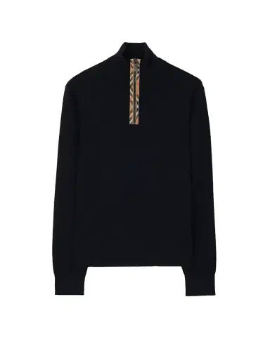 Burberry Men's Cameron Check-Trim Wool Half-Zip Sweater | Thumbnail 2 Burberry Men's Cameron Check-Trim Wool Half-Zip Sweater | Thumbnail 2