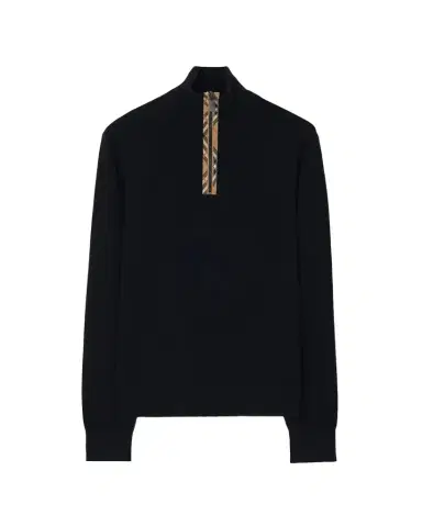 Burberry Men's Cameron Check-Trim Wool Half-Zip Sweater | Thumbnail 1 Burberry Men's Cameron Check-Trim Wool Half-Zip Sweater | Thumbnail 1