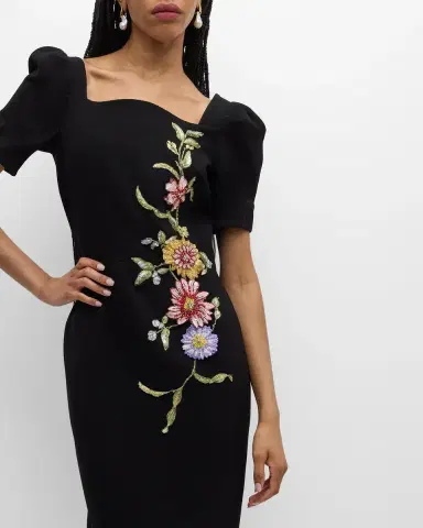 Rickie Freeman for Teri Jon Puff-Sleeve Floral Applique Dress | Thumbnail 7 Rickie Freeman for Teri Jon Puff-Sleeve Floral Applique Dress | Thumbnail 7