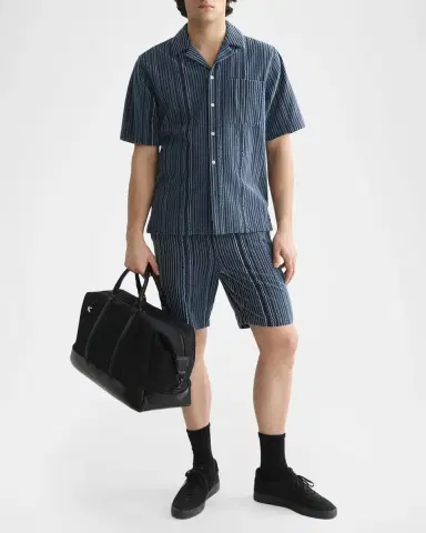 Scotch & Soda Men's Textured Stripe Relaxed-Fit Short Sleeve Shirt | Thumbnail 2 Scotch & Soda Men's Textured Stripe Relaxed-Fit Short Sleeve Shirt | Thumbnail 2