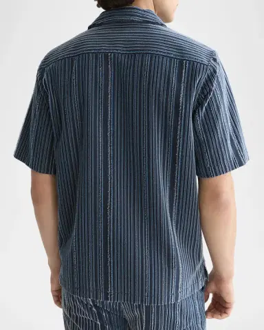 Scotch & Soda Men's Textured Stripe Relaxed-Fit Short Sleeve Shirt | Thumbnail 3 Scotch & Soda Men's Textured Stripe Relaxed-Fit Short Sleeve Shirt | Thumbnail 3