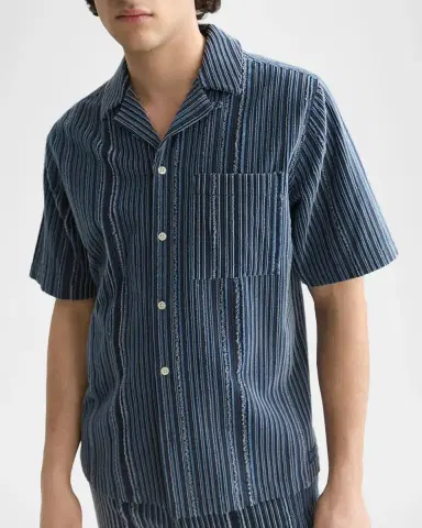 Scotch & Soda Men's Textured Stripe Relaxed-Fit Short Sleeve Shirt | Thumbnail 5 Scotch & Soda Men's Textured Stripe Relaxed-Fit Short Sleeve Shirt | Thumbnail 5