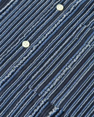 Scotch & Soda Men's Textured Stripe Relaxed-Fit Short Sleeve Shirt | Thumbnail 6 Scotch & Soda Men's Textured Stripe Relaxed-Fit Short Sleeve Shirt | Thumbnail 6