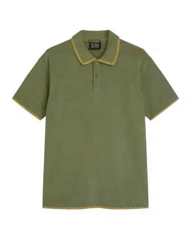 Scotch & Soda Men's Pique Worked-Out Relaxed-Fit Polo Shirt | Thumbnail 1 Scotch & Soda Men's Pique Worked-Out Relaxed-Fit Polo Shirt | Thumbnail 1