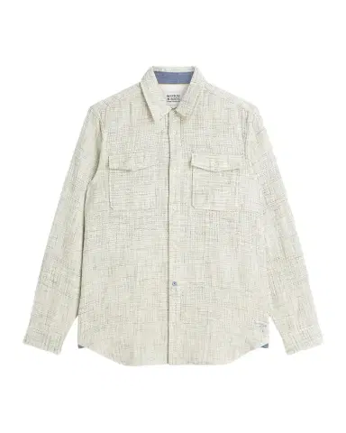 Scotch & Soda Men's Melange Waffle Classic Fit Button-Front Shirt | Thumbnail 1 Scotch & Soda Men's Melange Waffle Classic Fit Button-Front Shirt | Thumbnail 1