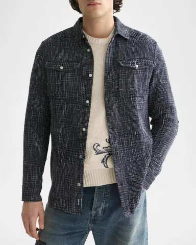 Scotch & Soda Men's Melange Waffle Classic Fit Button-Front Shirt | Thumbnail 4 Scotch & Soda Men's Melange Waffle Classic Fit Button-Front Shirt | Thumbnail 4