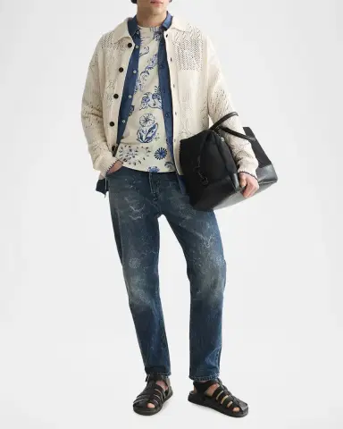 Scotch & Soda Men's Multi-Stitch Cotton Knit Cardigan | Thumbnail 2 Scotch & Soda Men's Multi-Stitch Cotton Knit Cardigan | Thumbnail 2