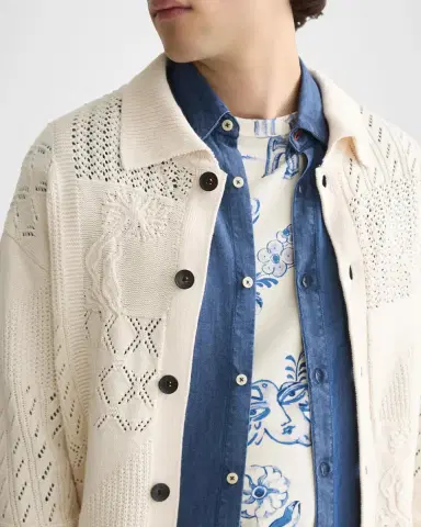 Scotch & Soda Men's Multi-Stitch Cotton Knit Cardigan | Thumbnail 5 Scotch & Soda Men's Multi-Stitch Cotton Knit Cardigan | Thumbnail 5