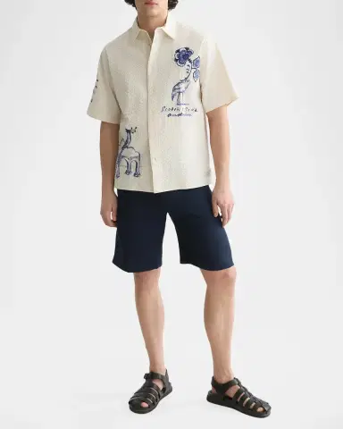 Scotch & Soda x Royal Delft Men's Relaxed Short-Sleeve Shirt | Thumbnail 2 Scotch & Soda x Royal Delft Men's Relaxed Short-Sleeve Shirt | Thumbnail 2