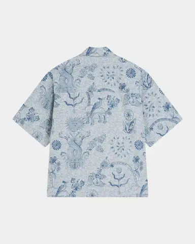 Scotch & Soda x Royal Delft Men's Loose Short-Sleeve Jacquard Shirt | Thumbnail 7 Scotch & Soda x Royal Delft Men's Loose Short-Sleeve Jacquard Shirt | Thumbnail 7