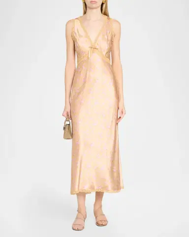 LoveShackFancy Nirelle Floral Satin Midi Dress | Thumbnail 2 LoveShackFancy Nirelle Floral Satin Midi Dress | Thumbnail 2