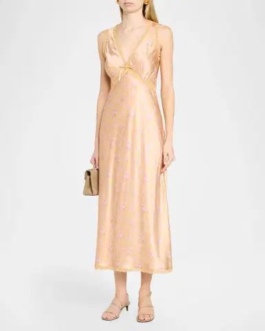 LoveShackFancy Nirelle Floral Satin Midi Dress | Thumbnail 4 LoveShackFancy Nirelle Floral Satin Midi Dress | Thumbnail 4