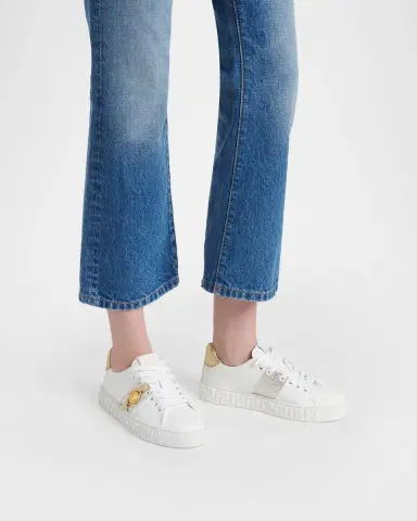 Versace Greca Embellished Leather Low-Top Sneakers | Thumbnail 2 Versace Greca Embellished Leather Low-Top Sneakers | Thumbnail 2