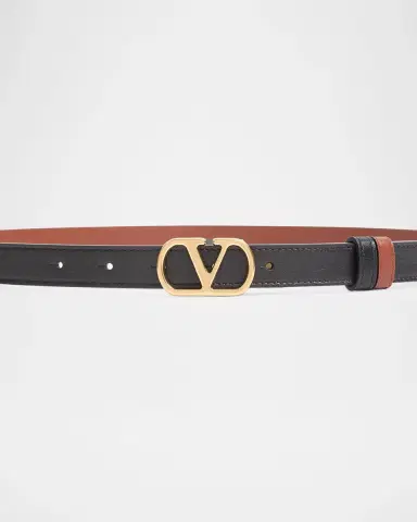 Valentino Garavani VLogo Signature Reversible Shiny Calfskin Belt 20MM | Thumbnail 2 Valentino Garavani VLogo Signature Reversible Shiny Calfskin Belt 20MM | Thumbnail 2