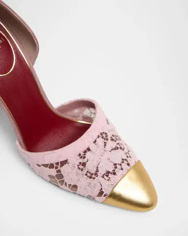 Valentino Garavani D 'Orsay Lace-Embellished Suede Pump | Thumbnail 3 Valentino Garavani D 'Orsay Lace-Embellished Suede Pump | Thumbnail 3