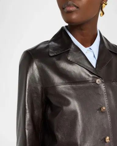 Lafayette 148 New York Button-Down Nappa Leather Jacket | Thumbnail 5 Lafayette 148 New York Button-Down Nappa Leather Jacket | Thumbnail 5
