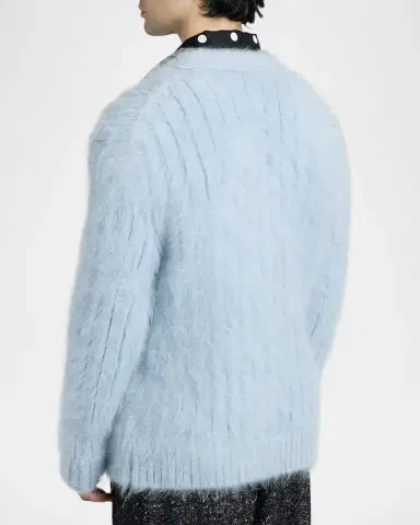Dolce & Gabbana Men's Costa Mohair V-Neck Cardigan Sweater | Thumbnail 3 Dolce & Gabbana Men's Costa Mohair V-Neck Cardigan Sweater | Thumbnail 3