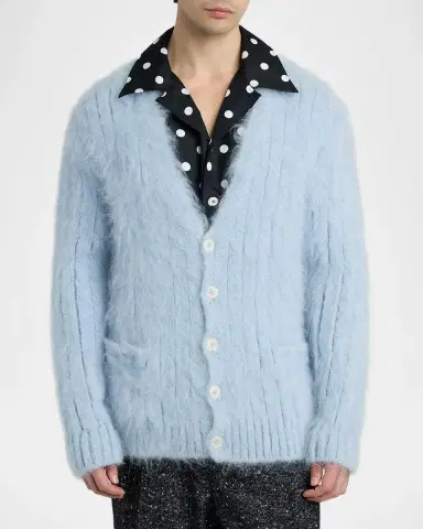 Dolce & Gabbana Men's Costa Mohair V-Neck Cardigan Sweater | Thumbnail 4 Dolce & Gabbana Men's Costa Mohair V-Neck Cardigan Sweater | Thumbnail 4