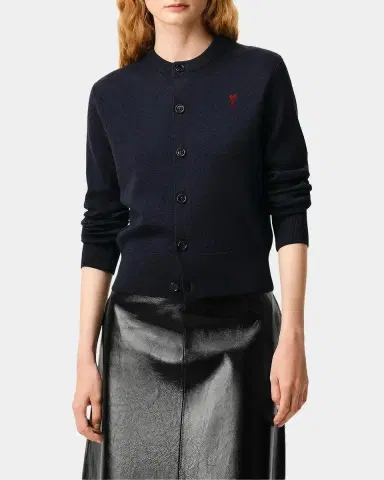 AMI PARIS Ami De Coeur Embroidered Wool Crewneck Cardigan | Thumbnail 4 AMI PARIS Ami De Coeur Embroidered Wool Crewneck Cardigan | Thumbnail 4
