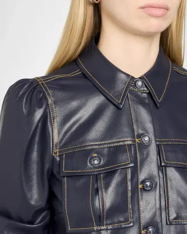 Cinq à Sept Delanie Ruffled Vegan Leather Jacket | Thumbnail 5 Cinq à Sept Delanie Ruffled Vegan Leather Jacket | Thumbnail 5