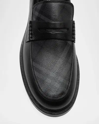 Burberry Men's Pembroke Checked Leather-Blend Loafers | Thumbnail 2 Burberry Men's Pembroke Checked Leather-Blend Loafers | Thumbnail 2
