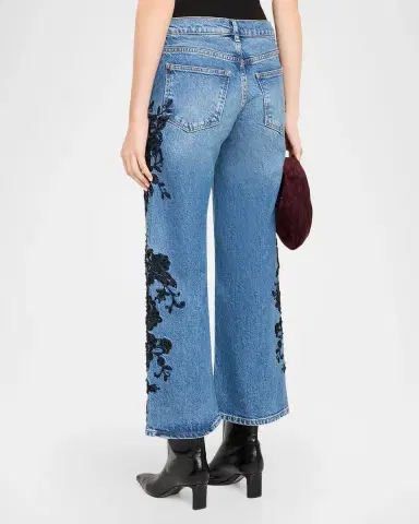 Ramy Brook Lea Beaded Cropped Wide-Leg Jean | Thumbnail 3 Ramy Brook Lea Beaded Cropped Wide-Leg Jean | Thumbnail 3