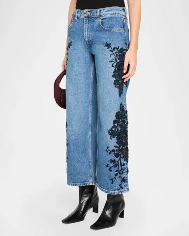 Ramy Brook Lea Beaded Cropped Wide-Leg Jean | Thumbnail 4 Ramy Brook Lea Beaded Cropped Wide-Leg Jean | Thumbnail 4