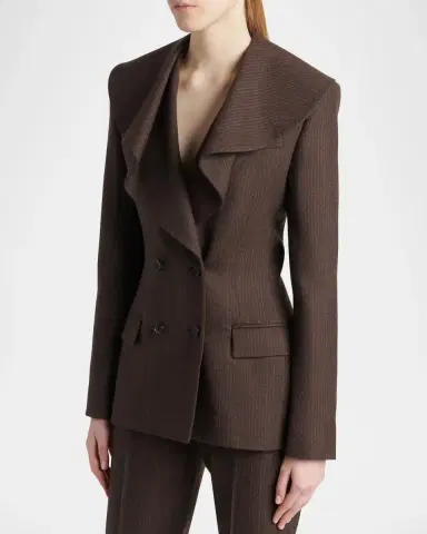 Alexander McQueen Striped Double-Breasted Wool Blazer | Thumbnail 4 Alexander McQueen Striped Double-Breasted Wool Blazer | Thumbnail 4