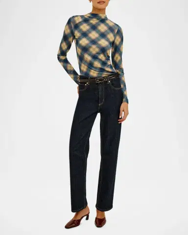 RAILS Joelle Asymmetric Ruched Plaid Top | Thumbnail 2 RAILS Joelle Asymmetric Ruched Plaid Top | Thumbnail 2