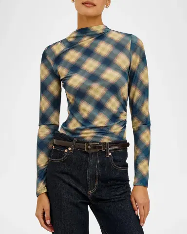 RAILS Joelle Asymmetric Ruched Plaid Top | Thumbnail 4 RAILS Joelle Asymmetric Ruched Plaid Top | Thumbnail 4