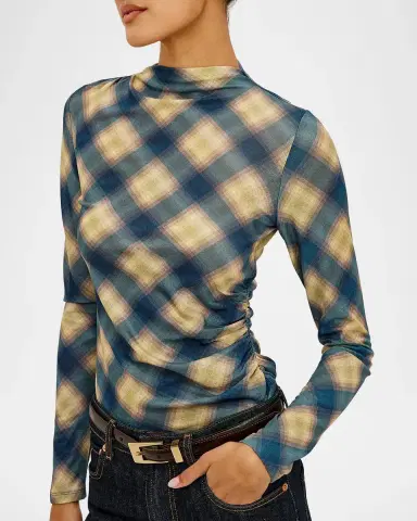 RAILS Joelle Asymmetric Ruched Plaid Top | Thumbnail 6 RAILS Joelle Asymmetric Ruched Plaid Top | Thumbnail 6