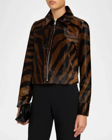 Simkhai Daria Zebra Calf Hair Jacket | Thumbnail 4 Simkhai Daria Zebra Calf Hair Jacket | Thumbnail 4