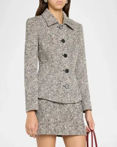 Milly Esme Herringbone Structured Jacket | Thumbnail 4 Milly Esme Herringbone Structured Jacket | Thumbnail 4