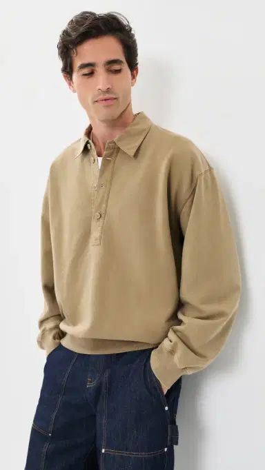 Helmut Lang Garment-Dyed French Terry Polo | Thumbnail 2 Helmut Lang Garment-Dyed French Terry Polo | Thumbnail 2