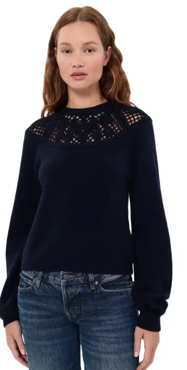 Frame The Lace Gathered Sweater | Thumbnail 1 Frame The Lace Gathered Sweater | Thumbnail 1