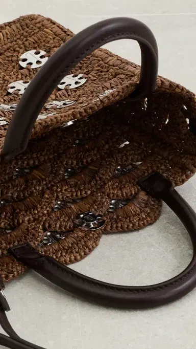 Rabanne Small Raffia Tote Bag With Signature 1969 Discs | Thumbnail 6 Rabanne Small Raffia Tote Bag With Signature 1969 Discs | Thumbnail 6