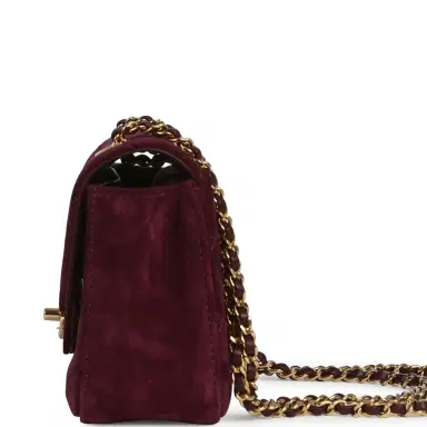 Chanel Chanel Mini "Souplissimo" Flap Bag Burgundy Suede Gold Hardware | Thumbnail 3 Chanel Chanel Mini "Souplissimo" Flap Bag Burgundy Suede Gold Hardware | Thumbnail 3