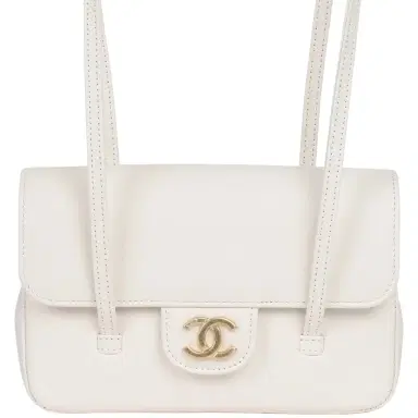 Chanel Chanel Mini Preppy Coco Clutch with Straps White Shiny Caviar Brushed Gold Hardware | Thumbnail 1 Chanel Chanel Mini Preppy Coco Clutch with Straps White Shiny Caviar Brushed Gold Hardware | Thumbnail 1