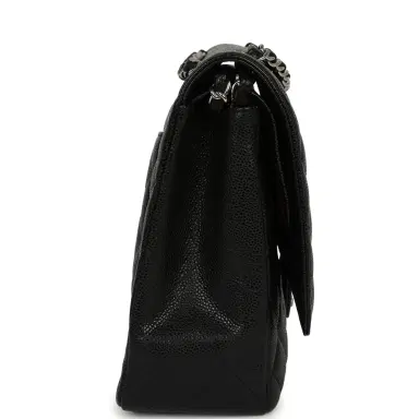 Chanel Pre-owned Chanel Maxi Classic Double Flap Bag Black Caviar Silver Hardware | Thumbnail 3 Chanel Pre-owned Chanel Maxi Classic Double Flap Bag Black Caviar Silver Hardware | Thumbnail 3