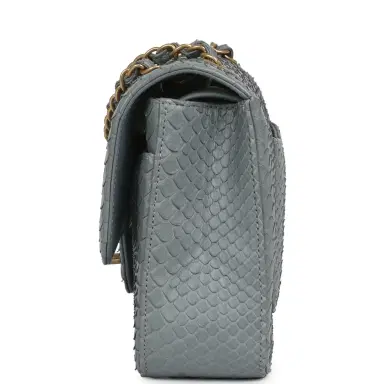 Chanel Pre-owned Chanel Medium Classic Double Flap Bag Grey Python Antique Gold Hardware | Thumbnail 3 Chanel Pre-owned Chanel Medium Classic Double Flap Bag Grey Python Antique Gold Hardware | Thumbnail 3