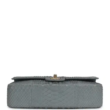 Chanel Pre-owned Chanel Medium Classic Double Flap Bag Grey Python Antique Gold Hardware | Thumbnail 6 Chanel Pre-owned Chanel Medium Classic Double Flap Bag Grey Python Antique Gold Hardware | Thumbnail 6
