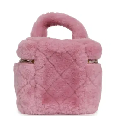 Chanel Pre-owned Chanel Small Top Handle Square Vanity Case With Chain Pink Shearling Lambskin Gold Hardware | Thumbnail 4 Chanel Pre-owned Chanel Small Top Handle Square Vanity Case With Chain Pink Shearling Lambskin Gold Hardware | Thumbnail 4
