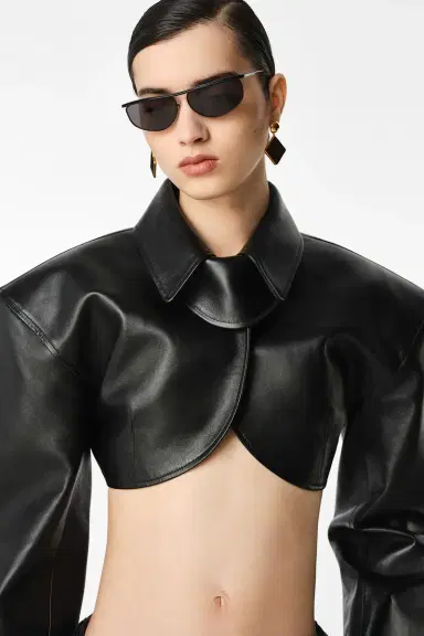 REVOLVE LOS ANGELES Agnes Cropped Leather Jacket | Thumbnail 3 REVOLVE LOS ANGELES Agnes Cropped Leather Jacket | Thumbnail 3